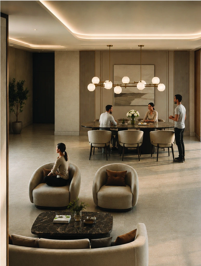 Living and dining render