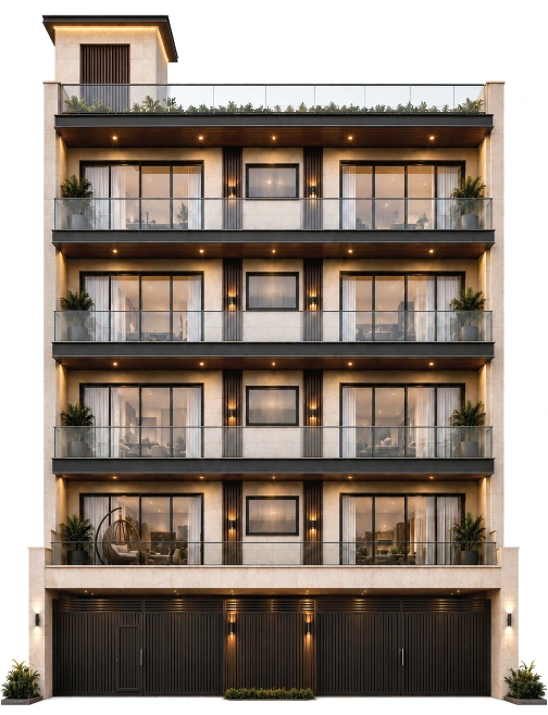 Front facade render of Parkside Residence