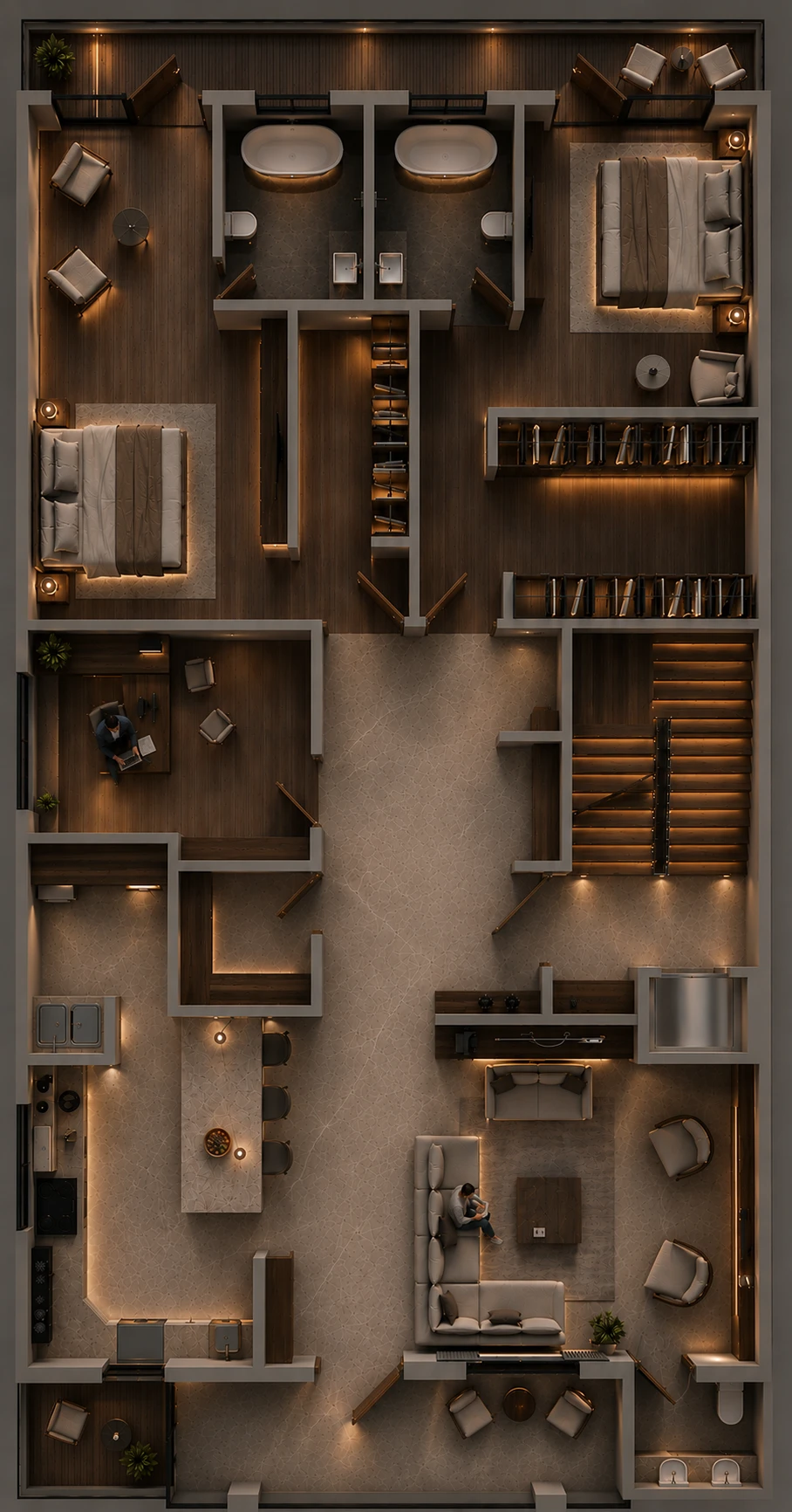 Rendered upper ground floor plan