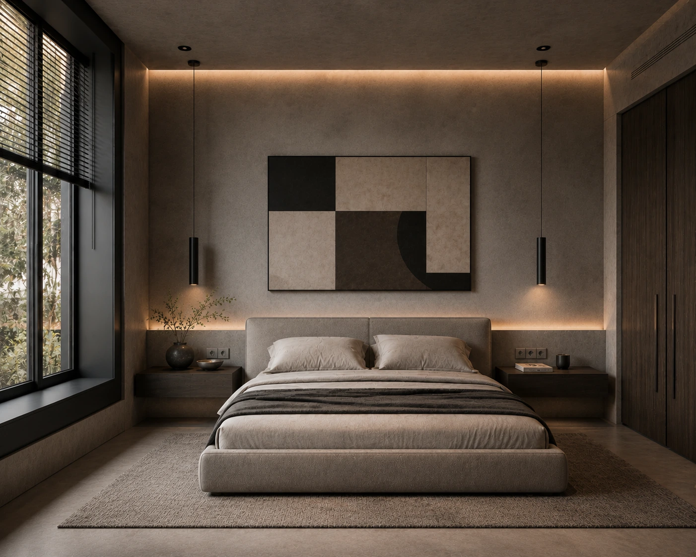 Second bedroom with restrained neutral palette